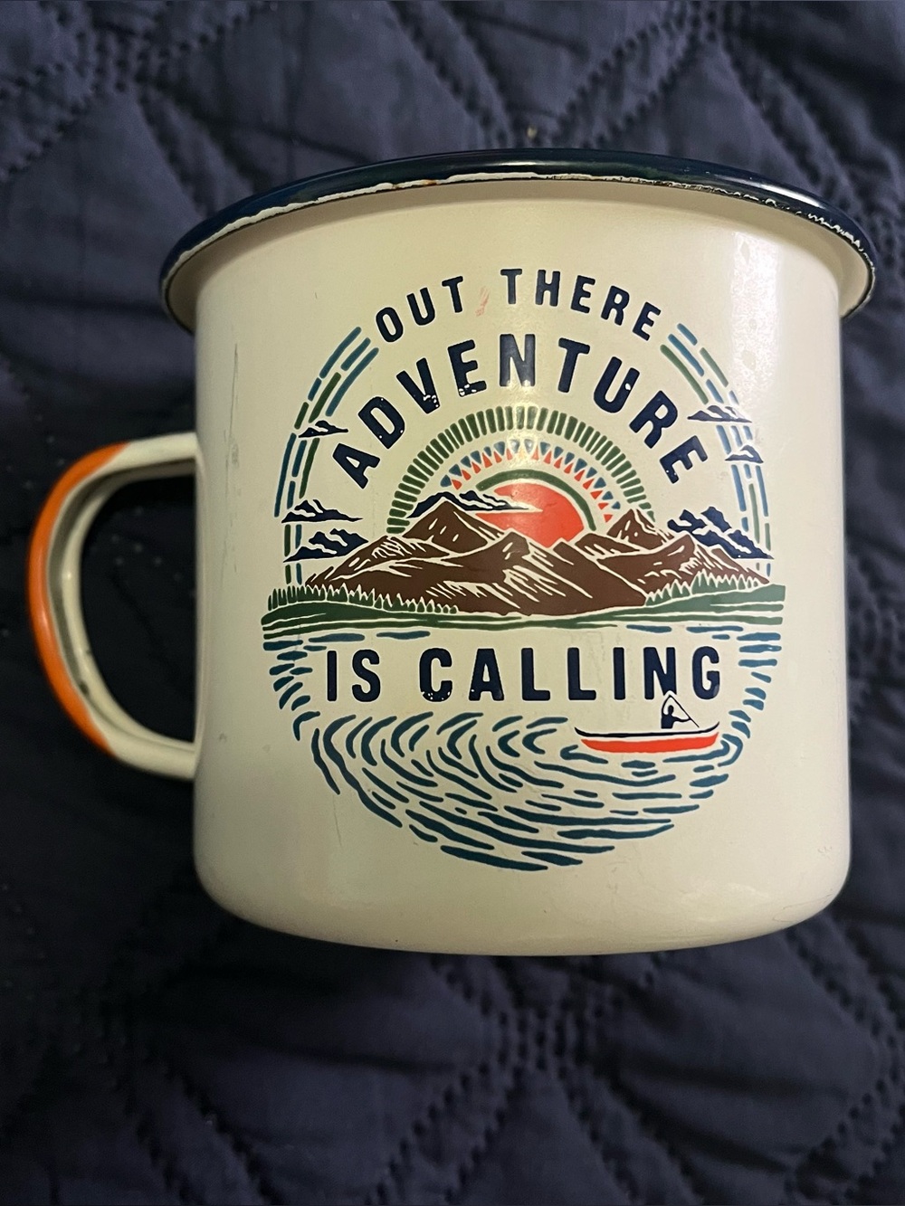 United By Blue New Adventure Calling 12oz Enamel Mug Campfire Friendly Camping